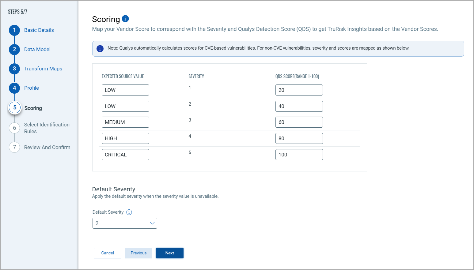 Score mapping screen.